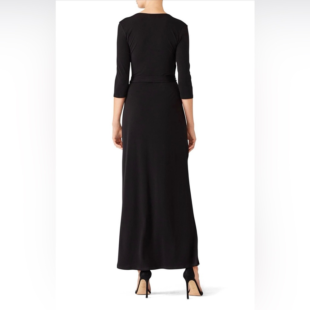 Leota Black Perfect Wrap Maxi 3/4 Sleeves Dress Medium - Picture 2 of 9
